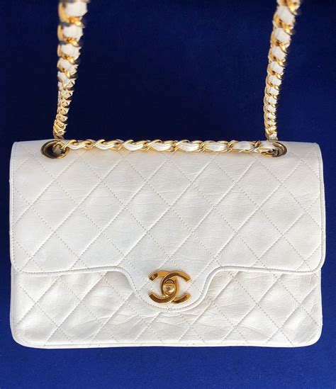 vintage chanel white bag|authentic vintage chanel bag.